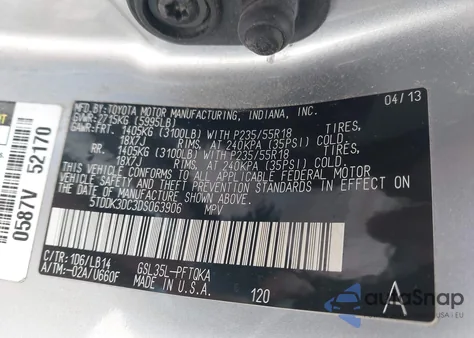 2013 Toyota Sienna Xle 7 Passenger from USA, damaged, VIN 5TDDK3DC3DS063906